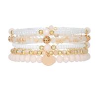 5Pcs Bohemia Seed Beaded Stackable Bracelets Handmade Multilayer Crystal Glass Beaded Friendship Stretch Bracelets Anket for Women Summer Beach Holiday Vacation Jewelry Gifts, M, Resin, no gemstone