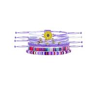 5Pcs Bohemia Sunflower String Bracelets Anklets Handmade Adjustable Braided Waterproof Sunflower Charms Beaded Bracelets Friendship Rope Bracelets for Women Men Summer Surfer Jewelry Gifts, M