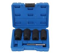 5Pcs Bolt Extractor Kit, 1/2in Drive Impact Lug Nut Remover Tool, Metric 17mm 19mm 21mm 22mm Cr Mo Steel Frosted Type with Storage Box for Automotive and Industrial Use