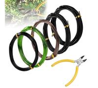 5PCS Bonsai Training Wire, Anodized Aluminum Tree Training Wires with Plier 1 mm/1.5 mm/2.0 mm, Total 25M/82 Feet Garden Line for Shaping Bonsai Branches