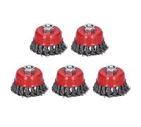 5Pcs Bowl Type Twisted Wire Wheels, M10 Thread, 6.5cm Dia, High Carbon Steel