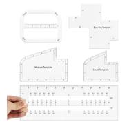 5Pcs Boxy Bag Making Template Set,Clear Acrylic Quilting Box Corner Templates,DIY Sewing Enthusiast Auxiliary Tool Including Zipper Pocket Boxed and Curved Bag 2 Sizes of Handbag Template