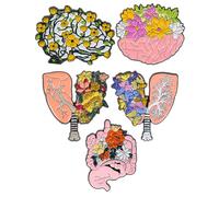 5pcs Brain Anatomy Brooch Pins Alloy Enamel Lapel Pin Set | Assorted Colours, for Suit Shirts and Campus Outfits, Creative Organ Theme, for Healthcare Students and Doctors