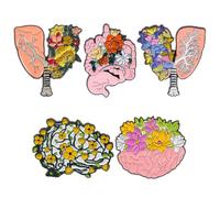 5pcs Brain Brooch Pins Creative Anatomy Alloy Lapel Pins