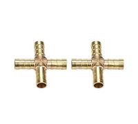 5pcs Brass 4 Way Hose Barb Cross Fitting Connector Joint Copper Barbed Adapter Air Water Oil Gas Fuel 6/8/10/12mm(10mm)