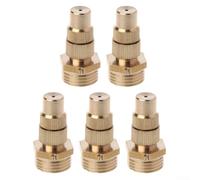 5pcs Brass Adjustable Spray Nozzle Head 1/2 Inch Garden Irrigation Fine Mist Atomizing 360 Degree Coverage Copper Yellow Lawn Cooling Large Area Outdoor
