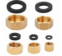 5pcs Brass Blanking Caps 1/8 1/4 3/8 3/4 1/2,Internal Thread Spigot with 6 Sealing Washers,Durable Brass Construction,Radiator Blanking Cap for Washing Machine & Sink Waste Pipe