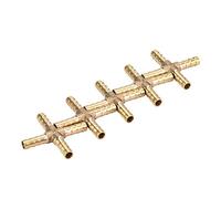 5pcs Brass Cross 4 Way Hose Joiner Fittings Barbed Connector Air Water Oil Gas Fuel 6/8/10/12mm for Tubing Connection (6mm)