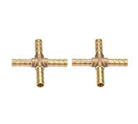 5pcs Brass Cross 4 Way Hose Joiner Fittings Barbed Connector Air Water Oil Gas Fuel Drip Tubing Connector 6 8 10 12mm for Tubing Connection (6mm)