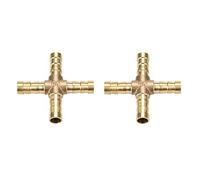 5pcs Brass Cross 4 Way Hose Joiner Fittings Barbed Connector Air Water Oil Gas Fuel Drip Tubing Connector 6 8 10 12mm for Tubing Connection (8mm)