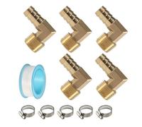 5pcs Brass Hoses Pipe Fittings Couplings Elbow Barbed Couplers Connectors Adapter Water Tube Fitting for Fuels/Water/AIR/Oil Barb Hoses Fitting