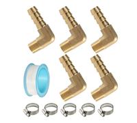 5pcs Brass Hoses Pipe Fittings Couplings Elbow Barbed Couplers Connectors Adapter Water Tube Fitting for Fuels/Water/AIR/Oil Barb Hoses Fitting