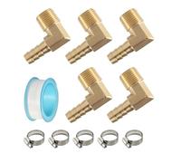 5pcs Brass Hoses Pipe Fittings Couplings Elbow Barbed Couplers Connectors Adapter Water Tube Fitting for Fuels/Water/AIR/Oil Barb Hoses Fitting