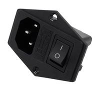 5pcs brass part with 10A fuse power socket with Rocker Switch ac socket 3 Terminal Power Socket with Fuse Holder Connector(Black)