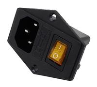 5pcs brass part with 10A fuse power socket with Rocker Switch ac socket 3 Terminal Power Socket with Fuse Holder Connector(Yellow)