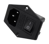 5pcs brass part with 10A fuse power socket with Rocker Switch ac socket 3 Terminal Power Socket with Fuse Holder Connector(Black)