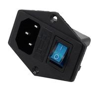 5pcs brass part with 10A fuse power socket with Rocker Switch ac socket 3 Terminal Power Socket with Fuse Holder Connector(Blue)