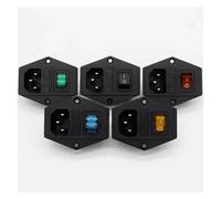 5pcs ! brass part! with 10A fuse ! power socket with Rocker Switch ac socket 3 Terminal Power Socket with Fuse Holder Connector IDGTTLDF(Each color 1 pcs)
