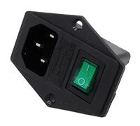 5pcs brass part with 10A fuse power socket with Rocker Switch ac socket 3 Terminal Power Socket with Fuse Holder Connector(Green)