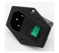 5pcs ! brass part! with 10A fuse ! power socket with Rocker Switch ac socket 3 Terminal Power Socket with Fuse Holder Connector IDGTTLDF(Green)