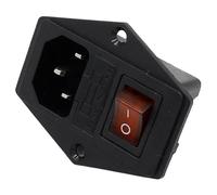 5pcs brass part with 10A fuse power socket with Rocker Switch ac socket 3 Terminal Power Socket with Fuse Holder Connector(Red)