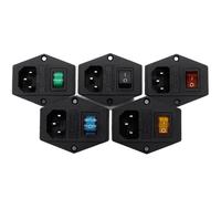 5pcs brass part with 10A fuse power socket with Rocker Switch ac socket 3 Terminal Power Socket with Fuse Holder Connector(Each color 1 pcs)