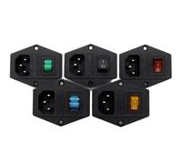 5pcs brass part with 10A fuse power socket with Rocker Switch ac socket 3 Terminal Power Socket with Fuse Holder Connector(Each color 1 pcs)