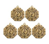 5pcs Brass Taoist Themed Eight-diagram Pendants for Crafts