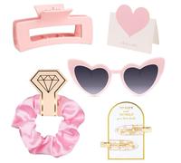 5pcs Bridesmaid Proposal Gifts Bridesmaid Hair Clips Bridesmaid Proposal Card Girls Heart Sunglasses Silk Satin Soft Hair Accessories Gifts for Wedding Party Favors