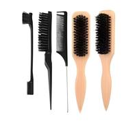5PCS Bristle Brush Hair Brush Set, Slick Back Hair Brush Pin Tail Comb Styling Comb, Ideal for Creating Sleek Ponytails & Buns, Suitable for Daily Styling and Edge Control