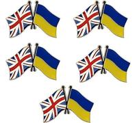5Pcs British Ukrainian Flag Lapel Pins UK Ukraine Friendship Flag Badge UK and Ukraine Friendship Enamel Pins Decoration Waterproof Accessorie for Clothes Backpack Badge Office Party,Novelty Jewellery