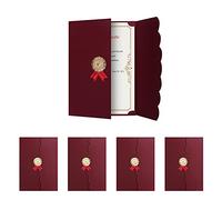 5Pcs Bronzing A4 Diploma Cover Three-fold Certificates Cover Letter-Sized Award Certificates Graduation Covers Document Cover for Award Recognition Certificates Documents(Red, 21.8x31.4cm)
