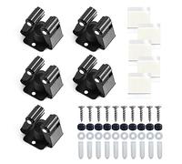 5pcs Broom Holder with Screws, 5pcs Nail Free Stickers, Wall Mount Self Adhesive Mop Holder, Stainless Steel Garden Tool Holder, Suitable for kitchen, bathroom, garden, garage (black)