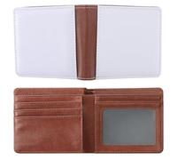 5pcs Brown PU Leather Wallet Sublimation Blanks Foldable Card Holder Coin Purse with Photo Slot Men and Women Short Wallet for Heat Transfer Print