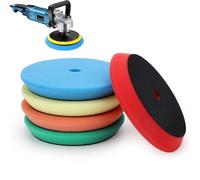 5PCS Buffing Polishing Sponge Pads, 6'' Orbital Buffer Pads Hook and Loop Buffing Pads, Foam Polish Pad 5 Grits from Coarse to Fine, for 6 Inch DA Rotary Polisher Compounding, Polishing and Waxing