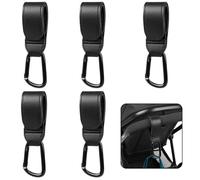 5PCS Buggy Clips, Pram Hooks for Bags, Pram Hooks for Bags, Heavy Duty Stroller Clips for Diaper Bag, Pushchair, Shopping Grocery & Backpack, 8.27x1.26in, Black