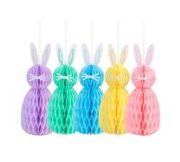 5Pcs Bunny Easter Decorations Honeycomb Hanging Decoration, Rabbit Shape Tree Decorations for Spring Easter Decors,Bunnies Themed Party,Egg Hunt Supplies