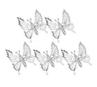 5pcs Butterfly Duckbill Clips Silver Iron Metal Barrette for Women | Duckbill Clips Hair, Appointments and Parties, Hold Thick Curly or Straight Hair, Decorative Butterfly Shape