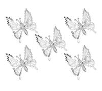 5pcs Butterfly Hair Barrettes Metal Bill Clips for Women Accessory | Silver Iron Finish, Holds Straight or Curly Hair, Travel and Daily Occasions, Decorative Butterfly Shape
