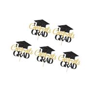 5pcs Cake Insert Creative Graduation Cupcake Decorations 2025 Commencement Party Supplies With Glittering Accent Graduation Theme Cupcake Toppers