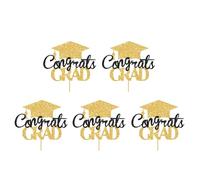 5pcs Cake Insert Creative Graduation Cupcake Decorations 2025 Commencement Party Supplies With Glittering Accent Graduation Theme Cupcake Toppers