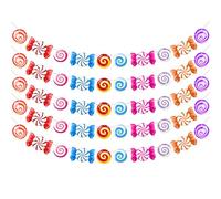 5Pcs Candyland Party Banners Candy Themed Paper Decorations, Sweet Lollipop Candy Hanging Decors Candyland Themed Party Decorations Candy Decorations for Home Birthday Party Supplies