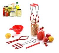 5PCS Canning Supplies Canning Kit, Canning Essentials Set Include Tongs, Wide Mouth Funnel, Jar Lifter, Jar Wrench, Magnetic Lid Lifter, Stainless Steel Anti-Scald Clip Suit (Red)
