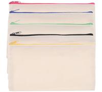 5Pcs Canvas Zipper Pencil Bag 22.5x11.8x0.1cm White | Blank DIY Craft Bag, Lightweight Carry, for Artists, Crafters, School Backpacks and Camping