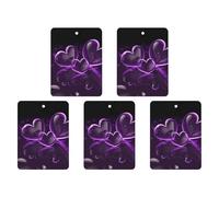 5PCS Car Air Freshener Hanging Personalized Double Sided Purple Hearts Car Fresheners Long Lasting New Cars Scents Cute Automotive Freshies for Closets, Drawers (black)