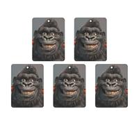 5PCS Car Air Freshener Hanging Personalized Double Sided Smiling Gorilla Photo Car Fresheners Long Lasting New Cars Scents Cute Automotive Freshies for Closets, Drawers (gray)