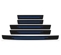 5Pcs Car Door Sill Protector Strips for Ford Capri EV 2024-2027, Carbon Fiber Anti-Scratch Threshold Protective Film, Bumper and Trunk Kick Plate Covers Guards,B/Blue-C