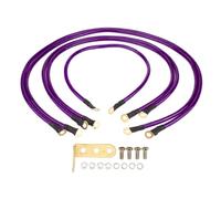 5Pcs Car Ground Wire Kit Improve Start Performance DC 0 To 48V Copper Clad Aluminium PVC for Car Boat Truck SUV Red (Purple)