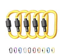 5Pcs Carabiner Clip Locking Carabiner, 7.8cm/3inch Gold Aluminum Alloy D-Ring Carabiners Key Locking Key Chain Clip Hook for Camping, Hiking, Traveling, Fishing, Backpack Keychains Keyring Outdoor