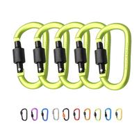 5Pcs Carabiner Clip Locking Carabiner, 7.8cm/3inch Green Aluminum Alloy D-Ring Carabiners Key Locking Key Chain Clip Hook for Camping, Hiking, Traveling, Fishing, Backpack Keychains Keyring Outdoor